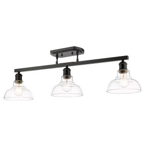 Golden - 0305-3SF BLK-CLR - Three Light Semi-Flush Mount - Carver - Matte Black