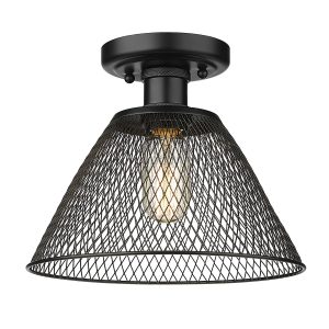 Golden - 0304-SF BLK - One Light Semi-Flush Mount - Carver - Matte Black