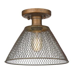 Golden - 0304-SF CP - One Light Semi-Flush Mount - Carver - Copper Patina