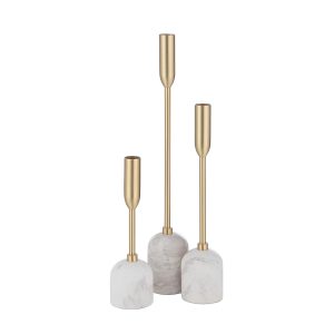 Renwil - CAN183 - Set Of 3 Tapered Candle Holder - Marchesa - Satin Brass