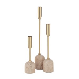 Renwil - CAN184 - Set Of 3 Tapered Candle Holder - Vesta - Satin Brass