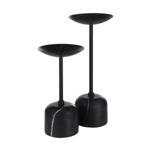 Renwil - CAN185 - Set Of 2 Pillar Candle Holder - Uma - Matte Black