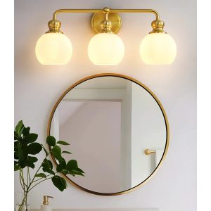 Brio Lighting - 3056-3G-WH - Three Light Vanity - Irvine - Gold Plating