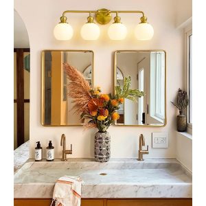 Brio Lighting - 3056-4G-WH - Four Light Vanity - Irvine - Gold Plating