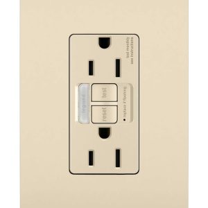 Legrand - 1597NTLTRLA - Tamper-Resistant 15A Duplex Self-Test GFCI Receptacles with SafeLock Protection and Night Light - radiant - Light Almond