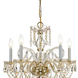 Crystorama - 1005-PB-CL-SAQ - Five Light Chandelier - Traditional Crystal - Polished Brass